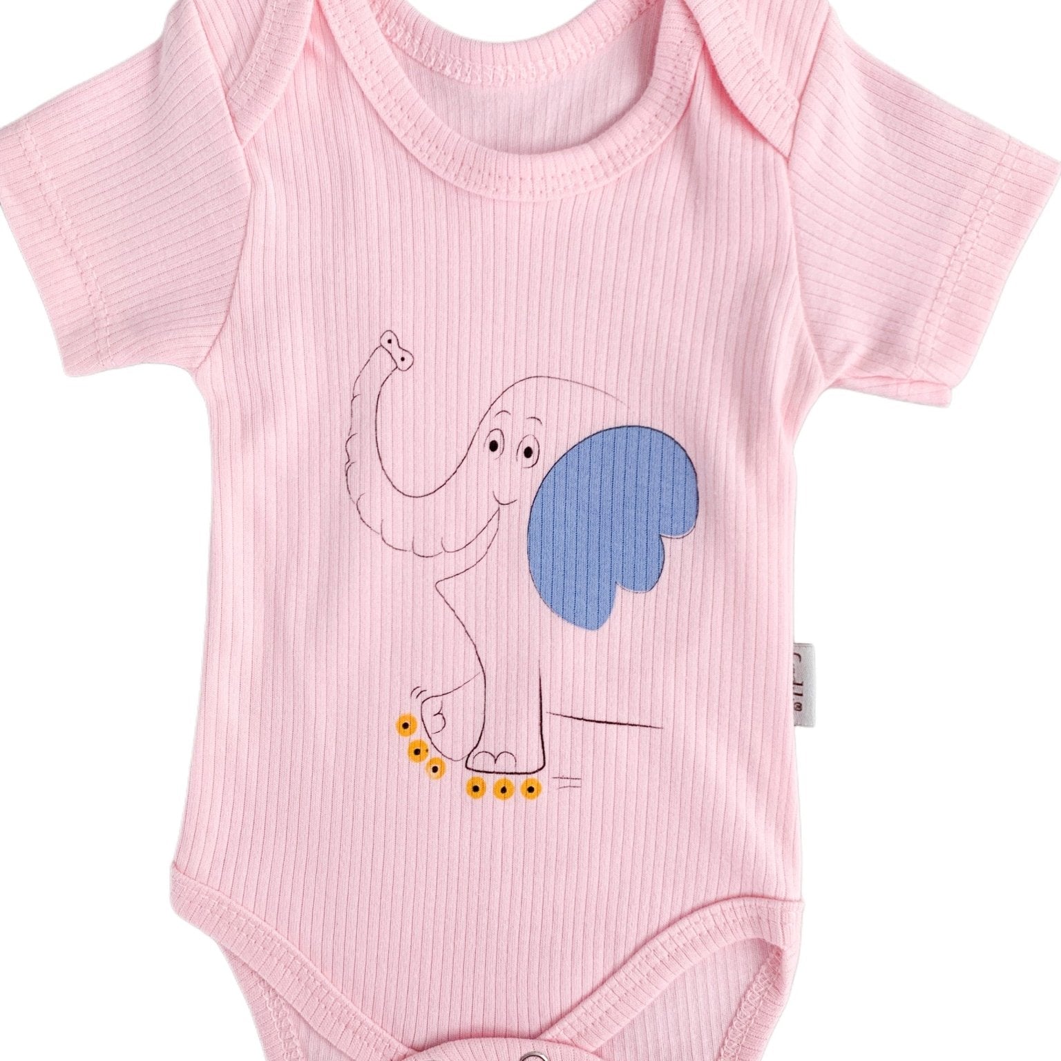 Body bebelus - roz cu elefantel - Botez bebelusi