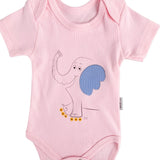 Body bebelus - roz cu elefantel - Botez bebelusi