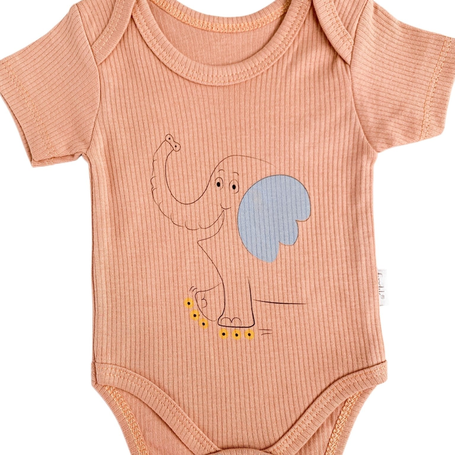 Body bebelus - roz somon cu elefantel - Botez bebelusi