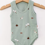 Body bebelus - verde cu animalute - Botez bebelusi