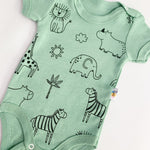 Body bebelus - verde cu animalute - Botez bebelusi