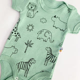 Body bebelus - verde cu animalute - Botez bebelusi