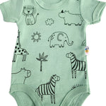 Body bebelus - verde cu animalute - Botez bebelusi