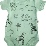 Body bebelus - verde cu animalute - Botez bebelusi