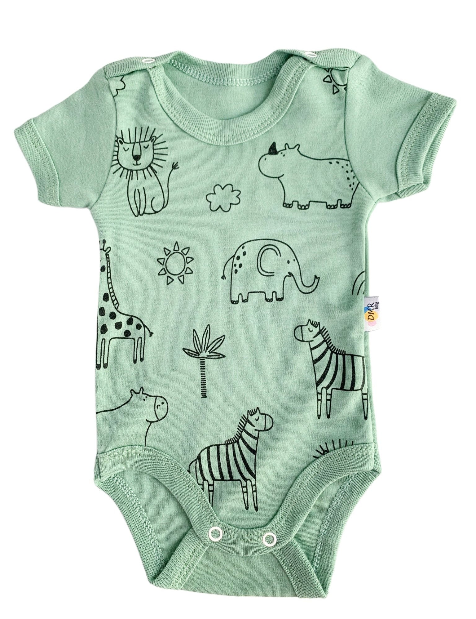 Body bebelus - verde cu animalute - Botez bebelusi
