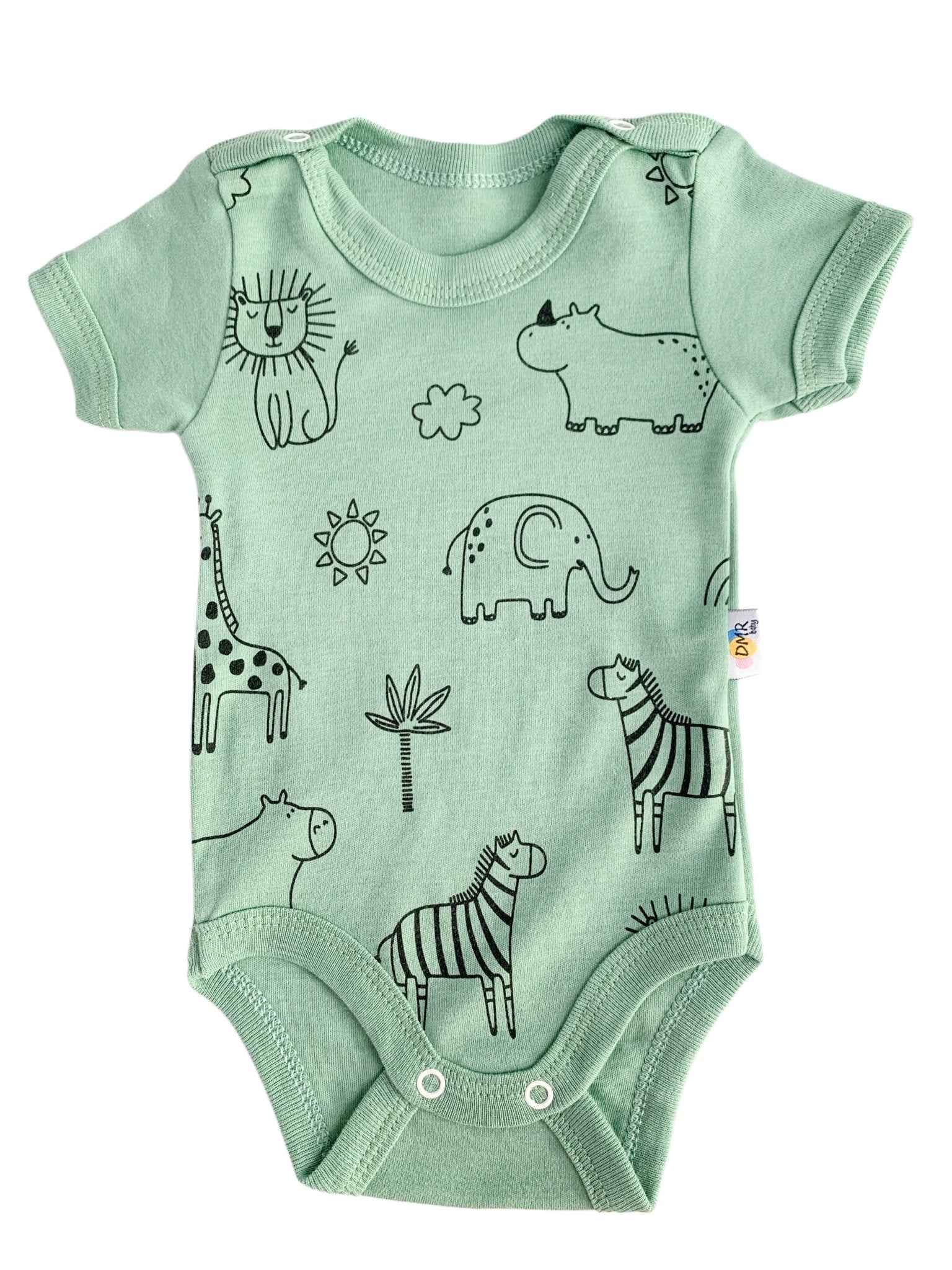 Body bebelus - verde cu animalute - Botez bebelusi