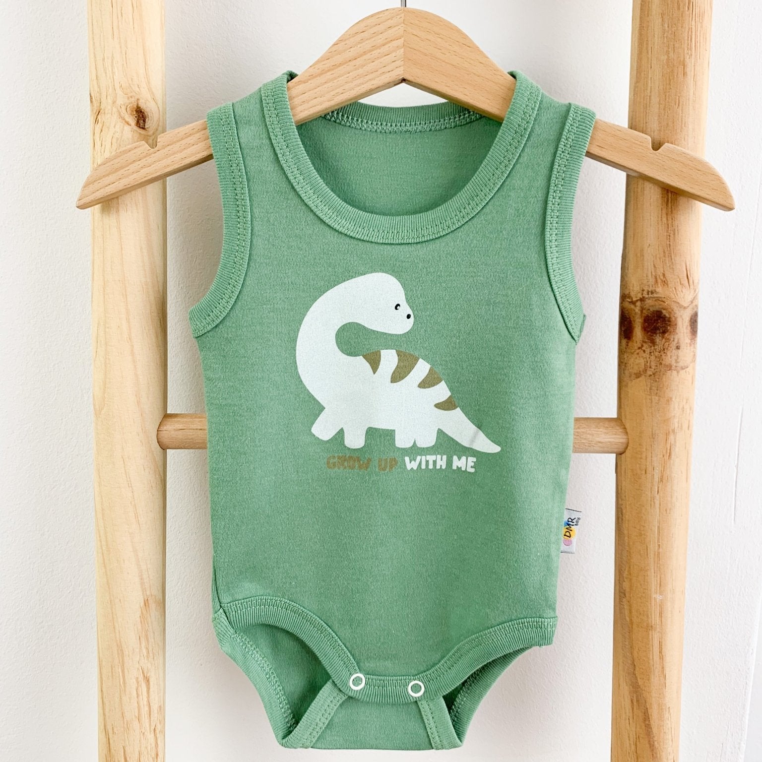 Body bebelus - verde cu dinozaur - Botez bebelusi