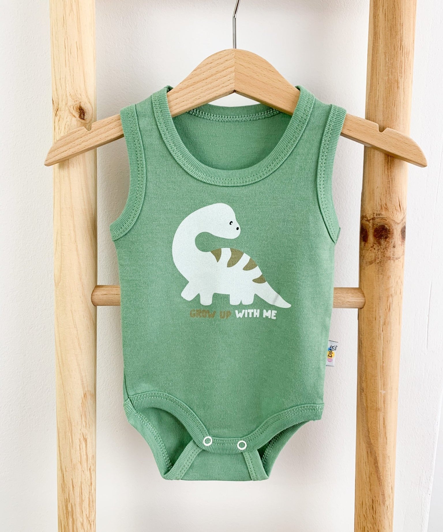 Body bebelus - verde cu dinozaur - Botez bebelusi