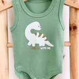 Body bebelus - verde cu dinozaur - Botez bebelusi