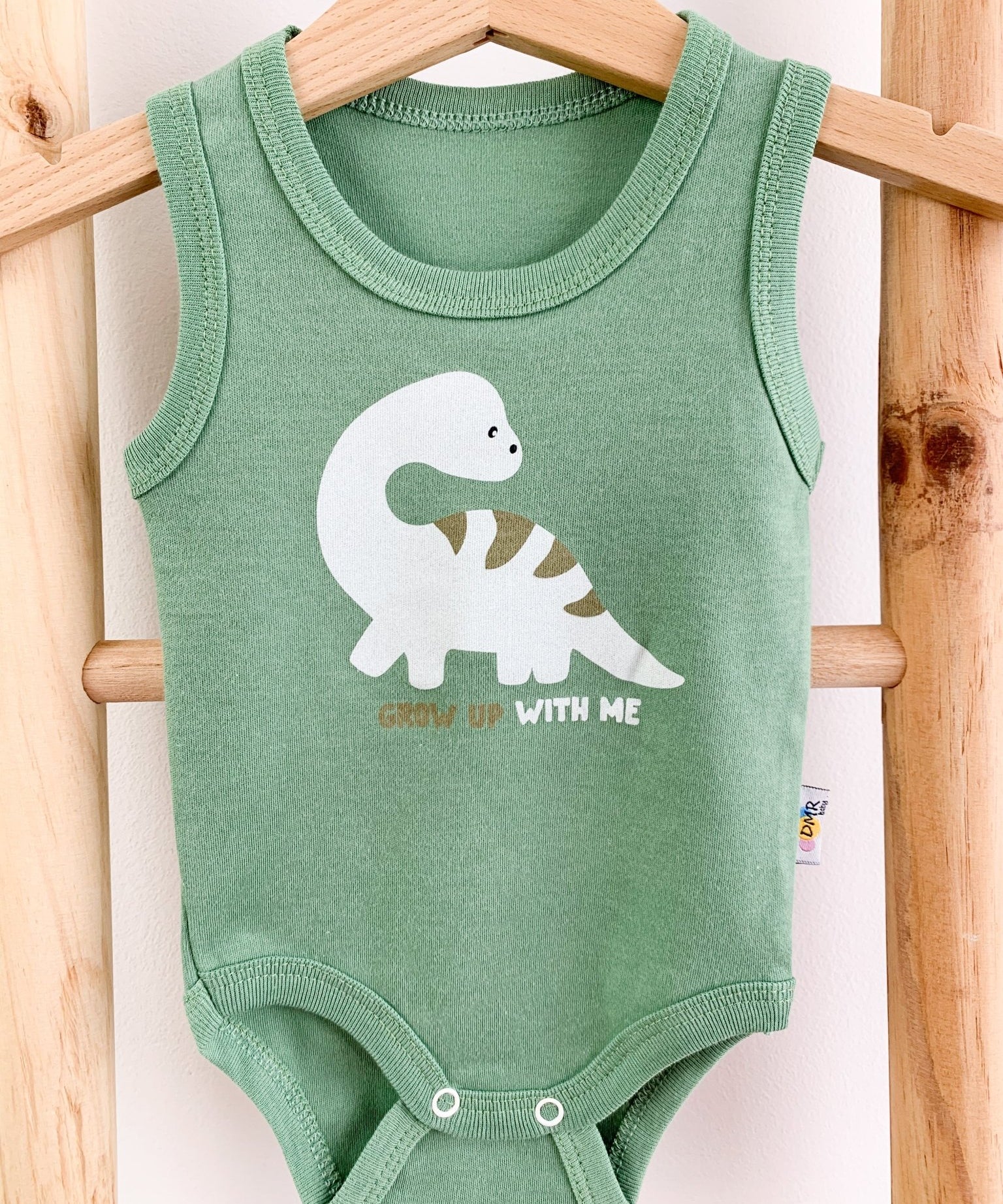 Body bebelus - verde cu dinozaur - Botez bebelusi