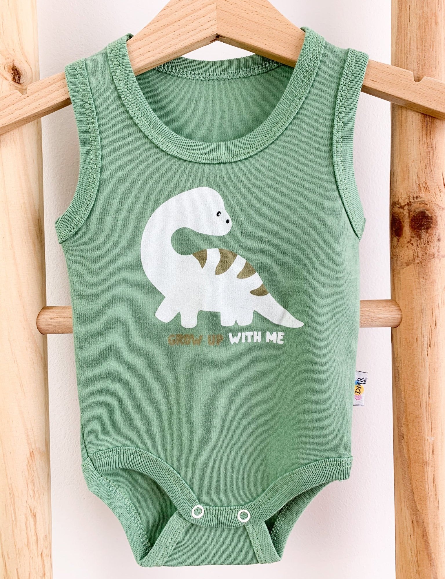 Body bebelus - verde cu dinozaur - Botez bebelusi