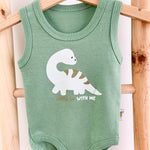 Body bebelus - verde cu dinozaur - Botez bebelusi
