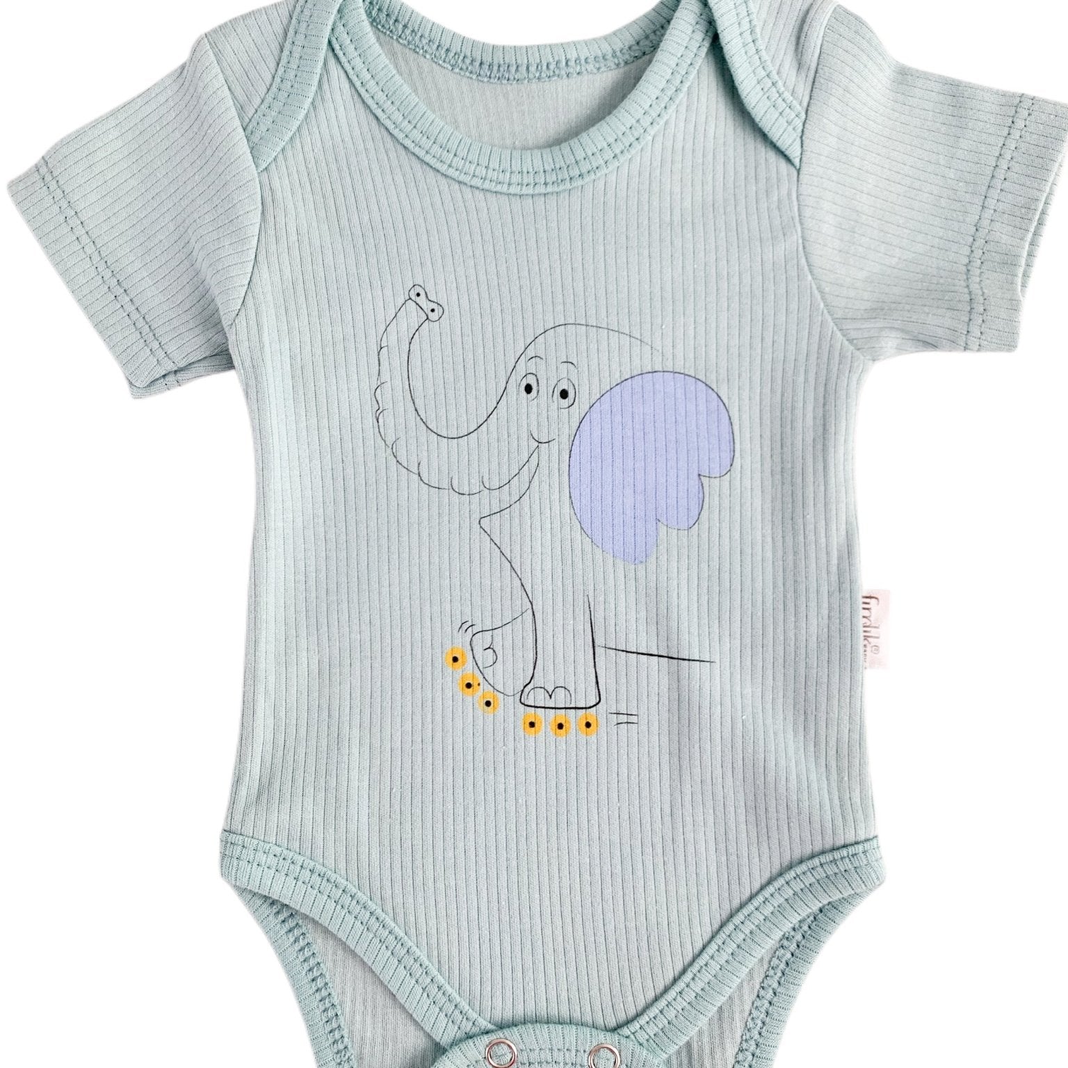 Body bebelus - verde cu elefantel - Botez bebelusi