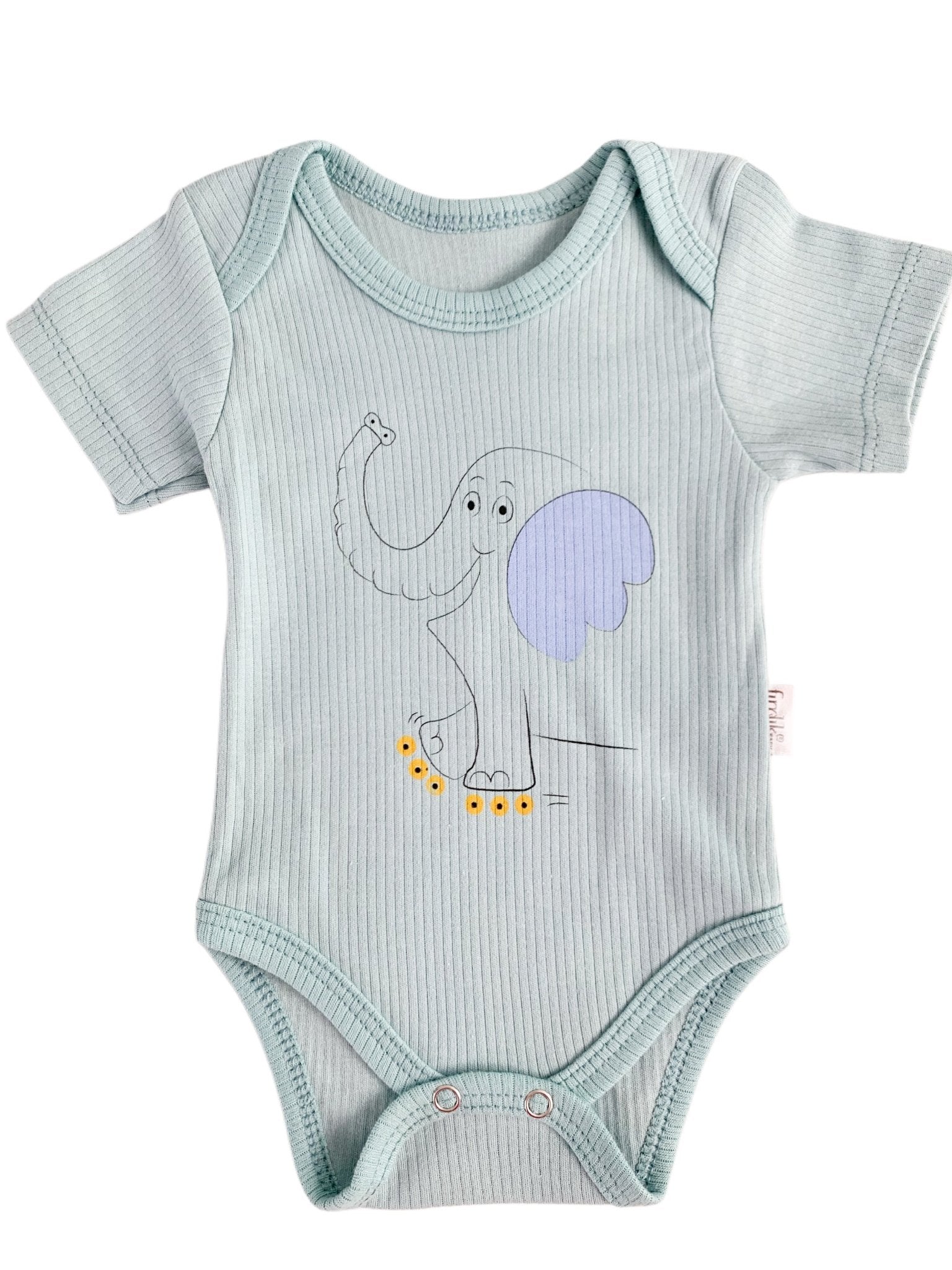 Body bebelus - verde cu elefantel - Botez bebelusi