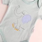 Body bebelus - verde cu elefantel - Botez bebelusi