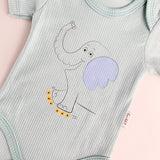 Body bebelus - verde cu elefantel - Botez bebelusi