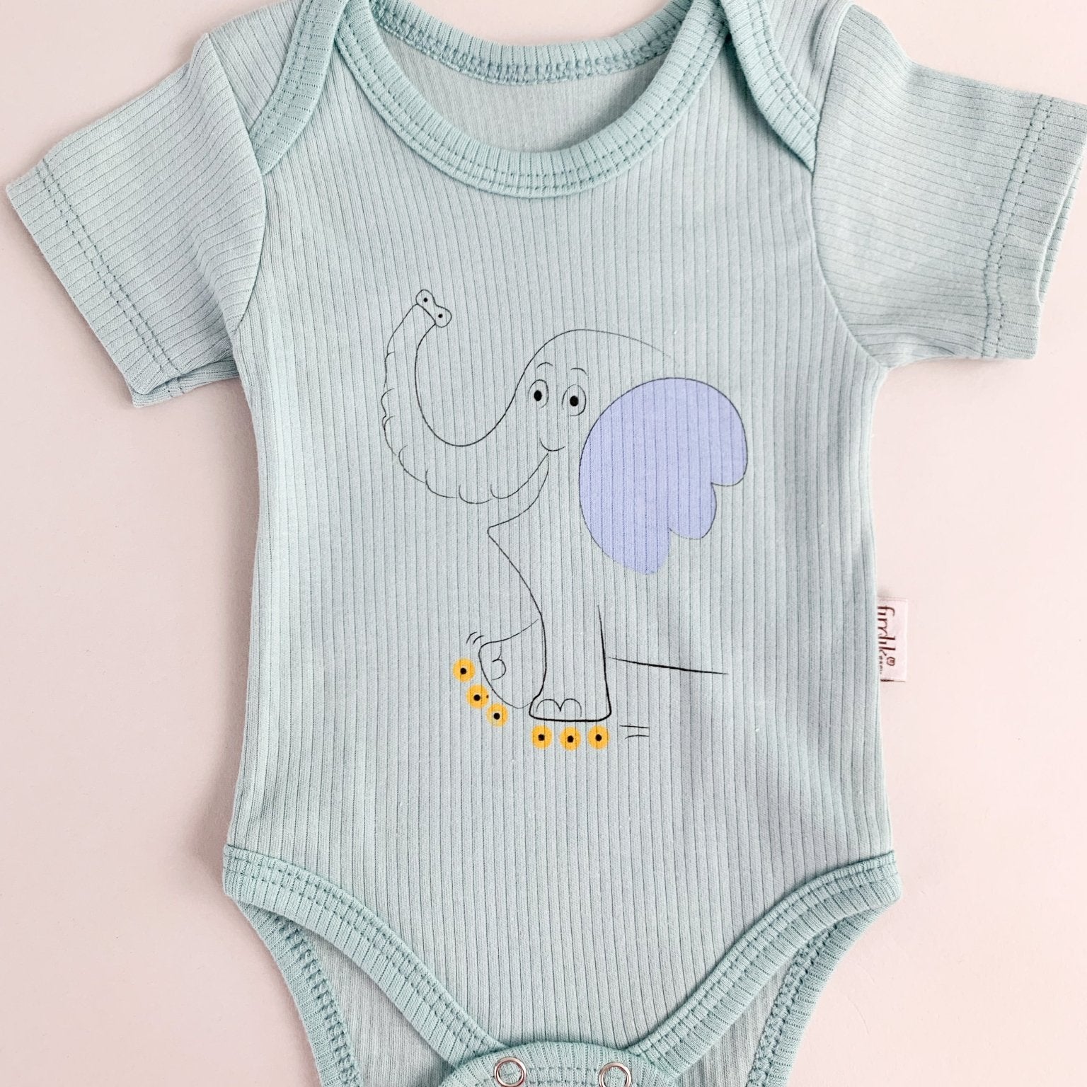 Body bebelus - verde cu elefantel - Botez bebelusi