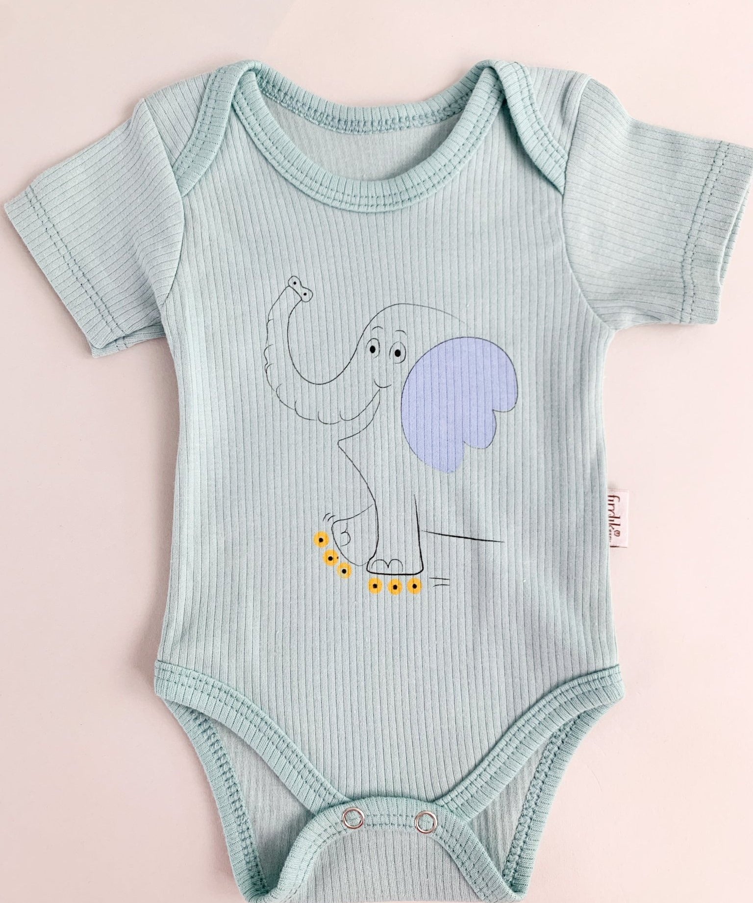 Body bebelus - verde cu elefantel - Botez bebelusi