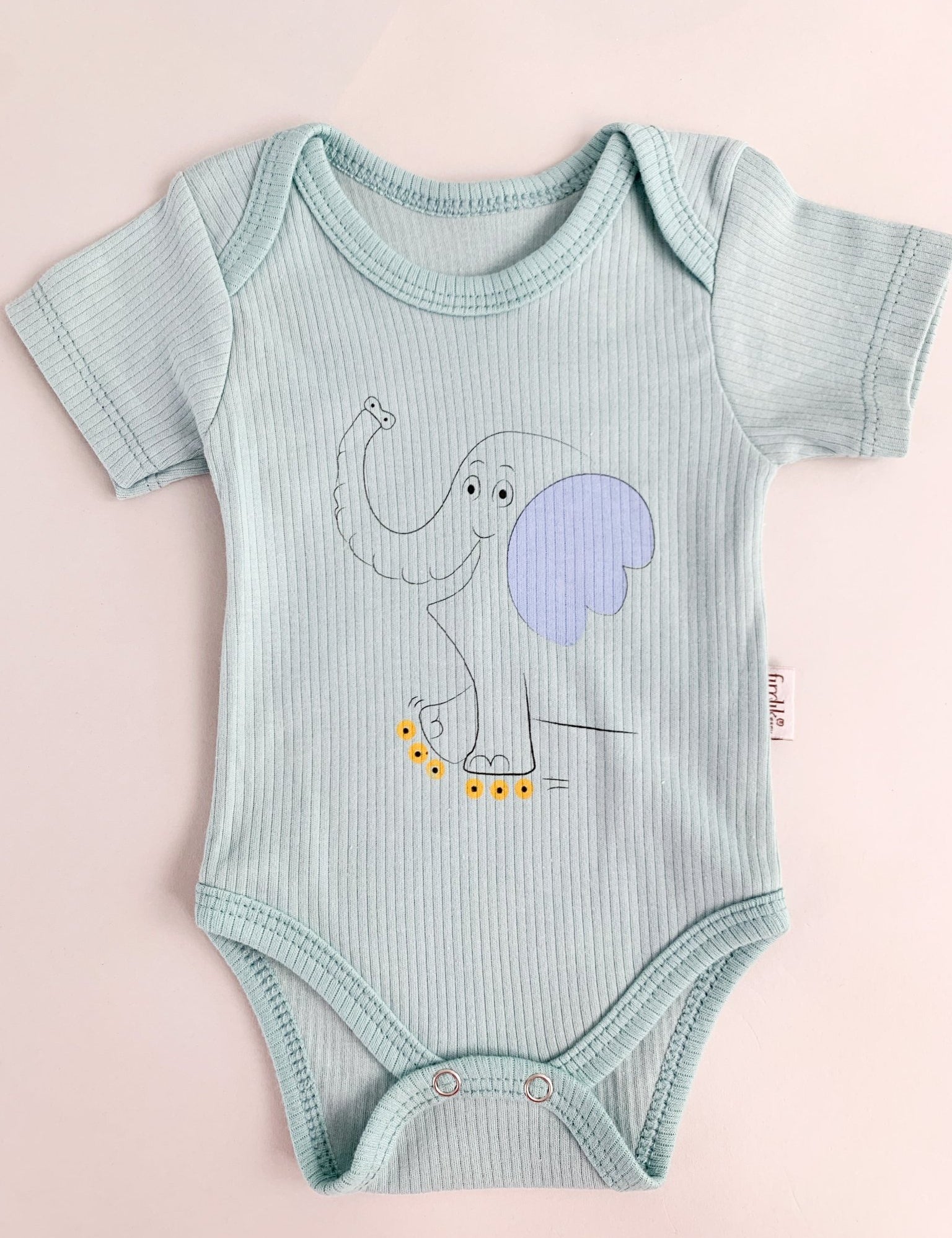 Body bebelus - verde cu elefantel - Botez bebelusi