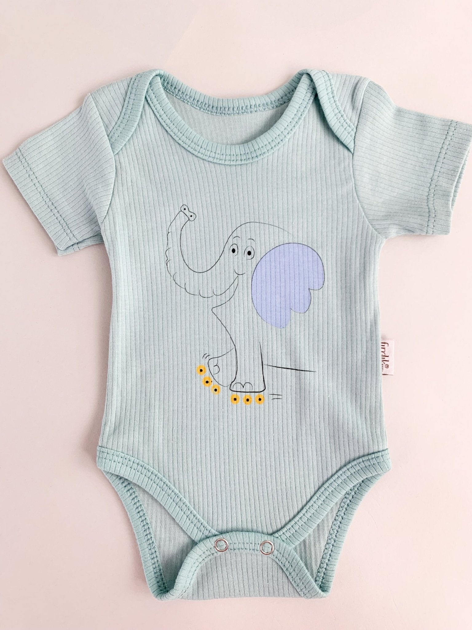 Body bebelus - verde cu elefantel - Botez bebelusi