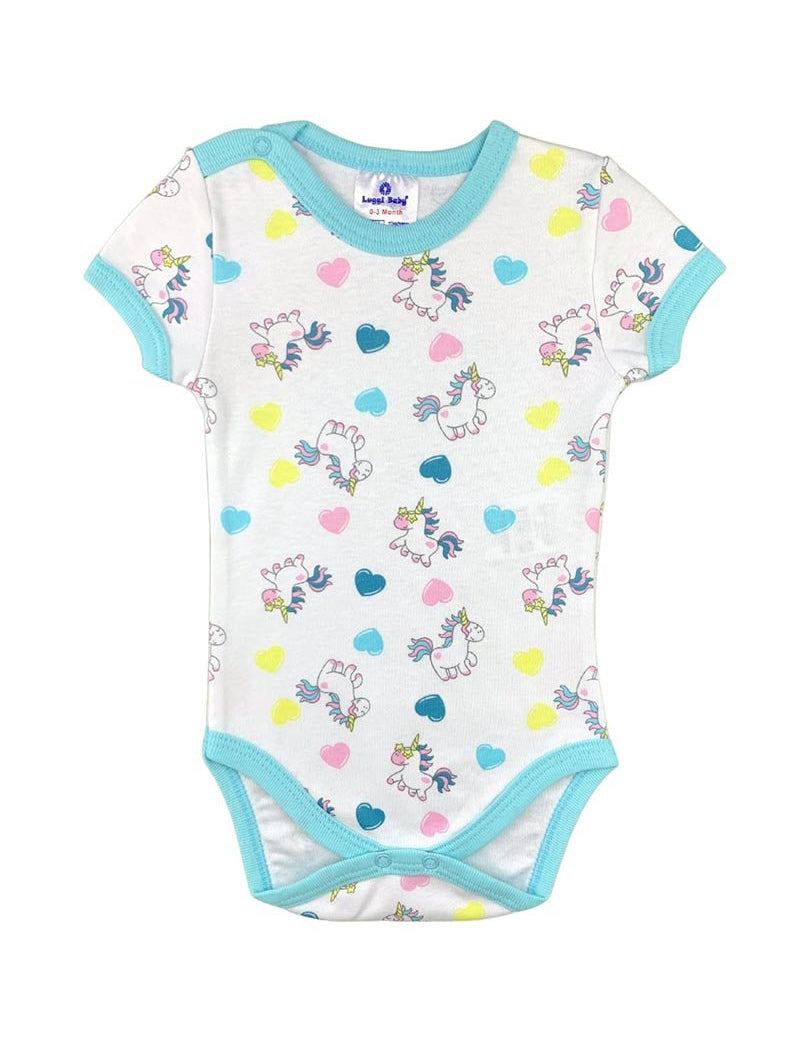 Body unicorn cu inimioare - Botez bebelusi