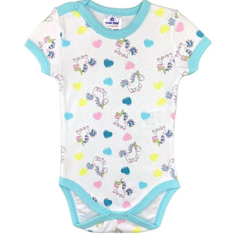 Body unicorn cu inimioare - Botez bebelusi