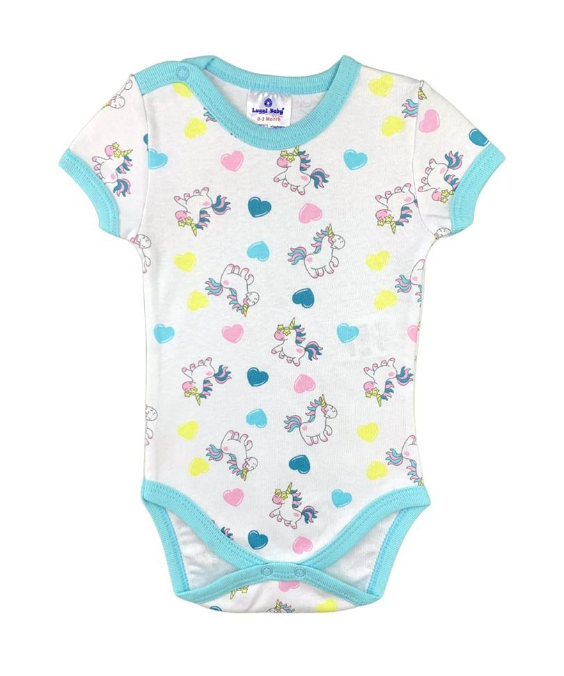 Body unicorn cu inimioare - Botez bebelusi