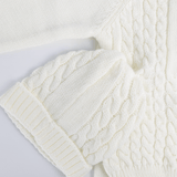 Compleu bebelus tricotat alb - 5 piese - Botez bebelusi