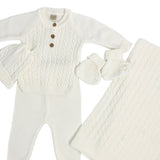Compleu bebelus tricotat alb - 5 piese - Botez bebelusi