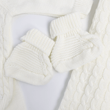 Compleu bebelus tricotat alb - 5 piese - Botez bebelusi