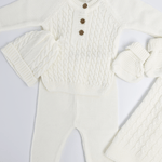 Compleu bebelus tricotat alb - 5 piese - Botez bebelusi
