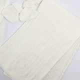 Compleu bebelus tricotat alb - 5 piese - Botez bebelusi