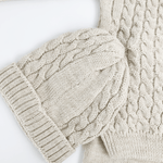 Compleu bebelus tricotat bej - 5 piese - Botez bebelusi