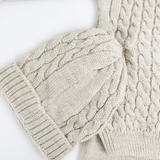 Compleu bebelus tricotat bej - 5 piese - Botez bebelusi