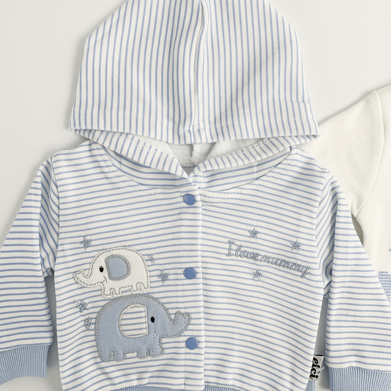 Compleu bebelusi 3 piese albastru - set hanorac, bluza si pantaloni - Botez bebelusi