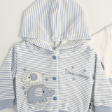 Compleu bebelusi 3 piese albastru - set hanorac, bluza si pantaloni - Botez bebelusi