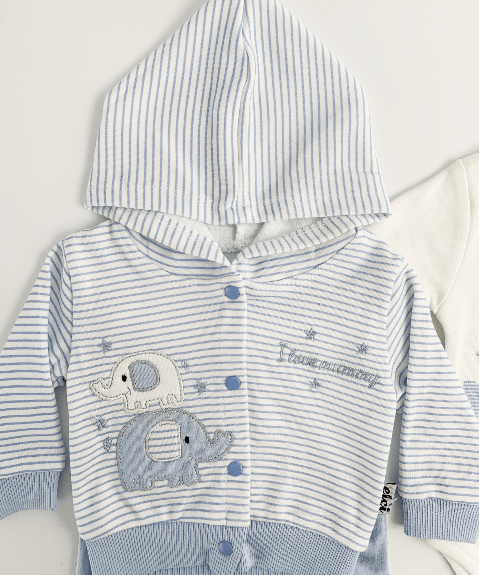 Compleu bebelusi 3 piese albastru - set hanorac, bluza si pantaloni - Botez bebelusi
