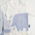 Compleu bebelusi 3 piese albastru - set hanorac, bluza si pantaloni - Botez bebelusi