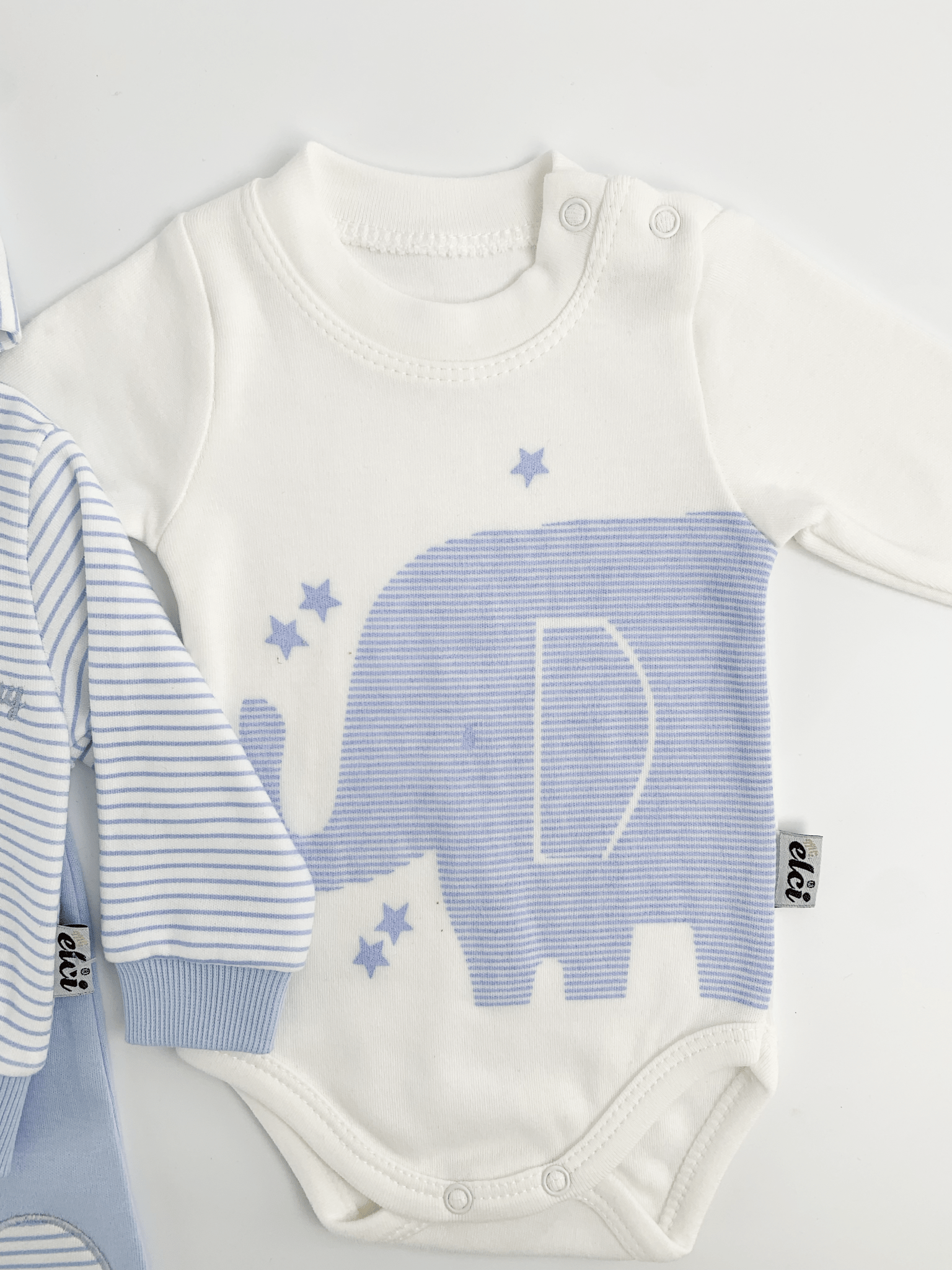 Compleu bebelusi 3 piese albastru - set hanorac, bluza si pantaloni - Botez bebelusi