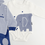 Compleu bebelusi 3 piese bleumarin - set hanorac, bluza si pantaloni - Botez bebelusi