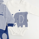 Compleu bebelusi 3 piese bleumarin - set hanorac, bluza si pantaloni - Botez bebelusi