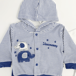 Compleu bebelusi 3 piese bleumarin - set hanorac, bluza si pantaloni - Botez bebelusi