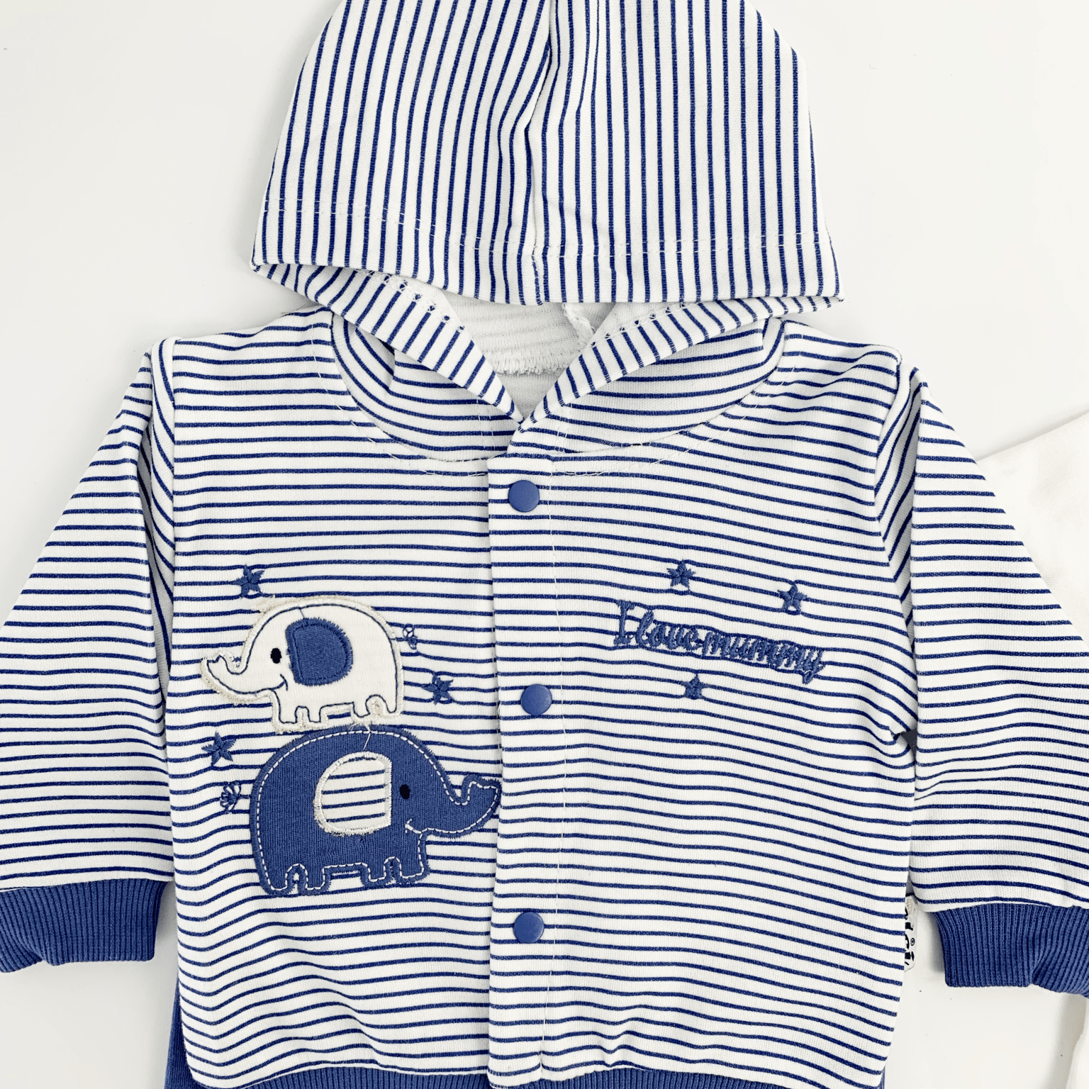 Compleu bebelusi 3 piese bleumarin - set hanorac, bluza si pantaloni - Botez bebelusi