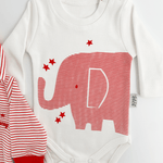 Compleu bebelusi 3 piese rosu - set hanorac, bluza si pantaloni - Botez bebelusi