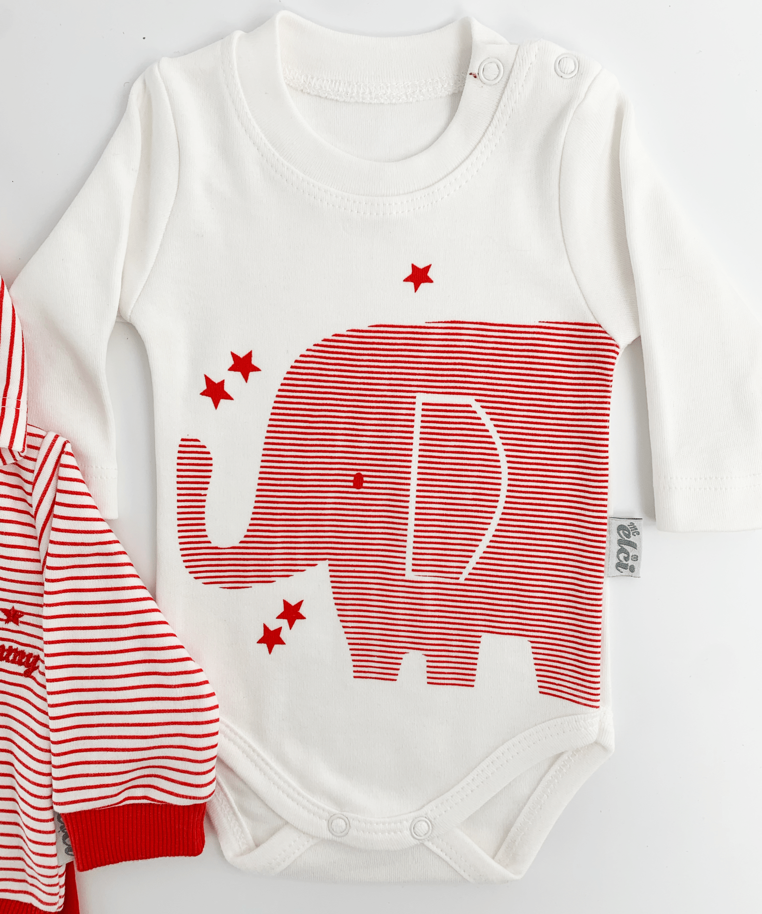 Compleu bebelusi 3 piese rosu - set hanorac, bluza si pantaloni - Botez bebelusi