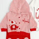 Compleu bebelusi 3 piese rosu - set hanorac, bluza si pantaloni - Botez bebelusi