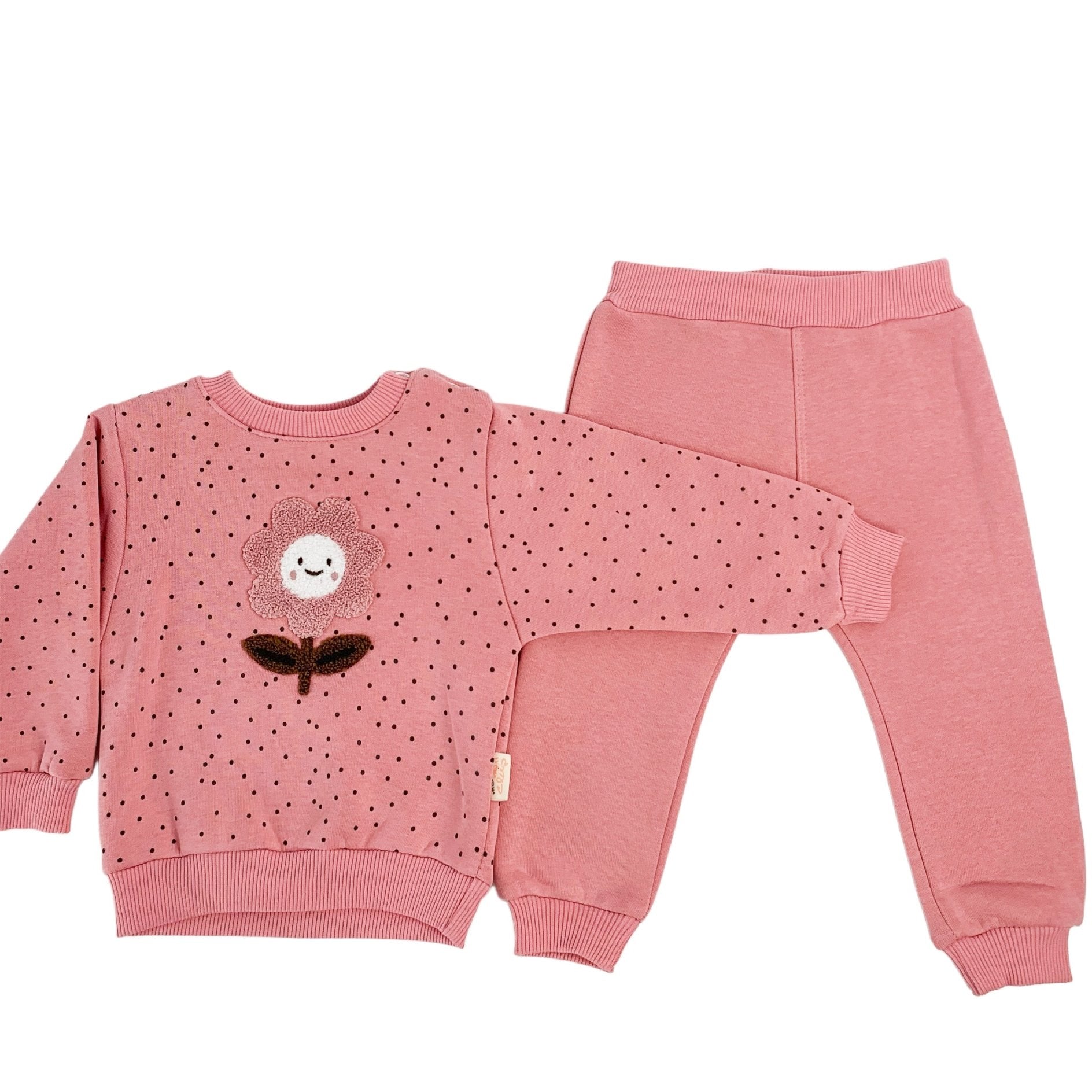 Compleu Elena 2 piese - roz - Botez bebelusi
