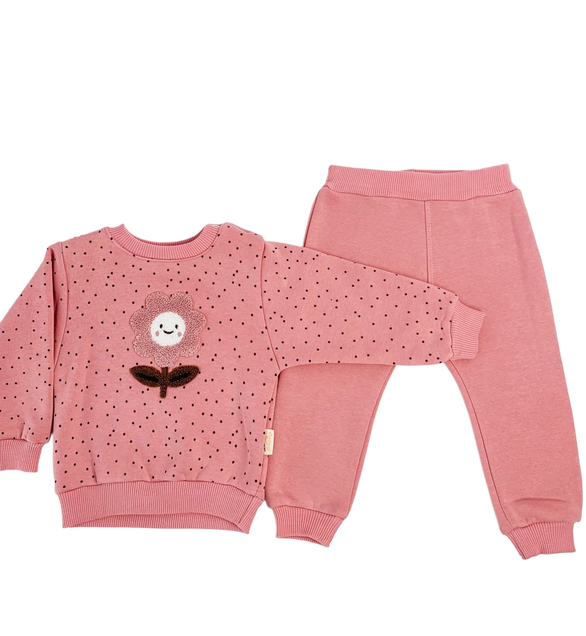 Compleu Elena 2 piese - roz - Botez bebelusi