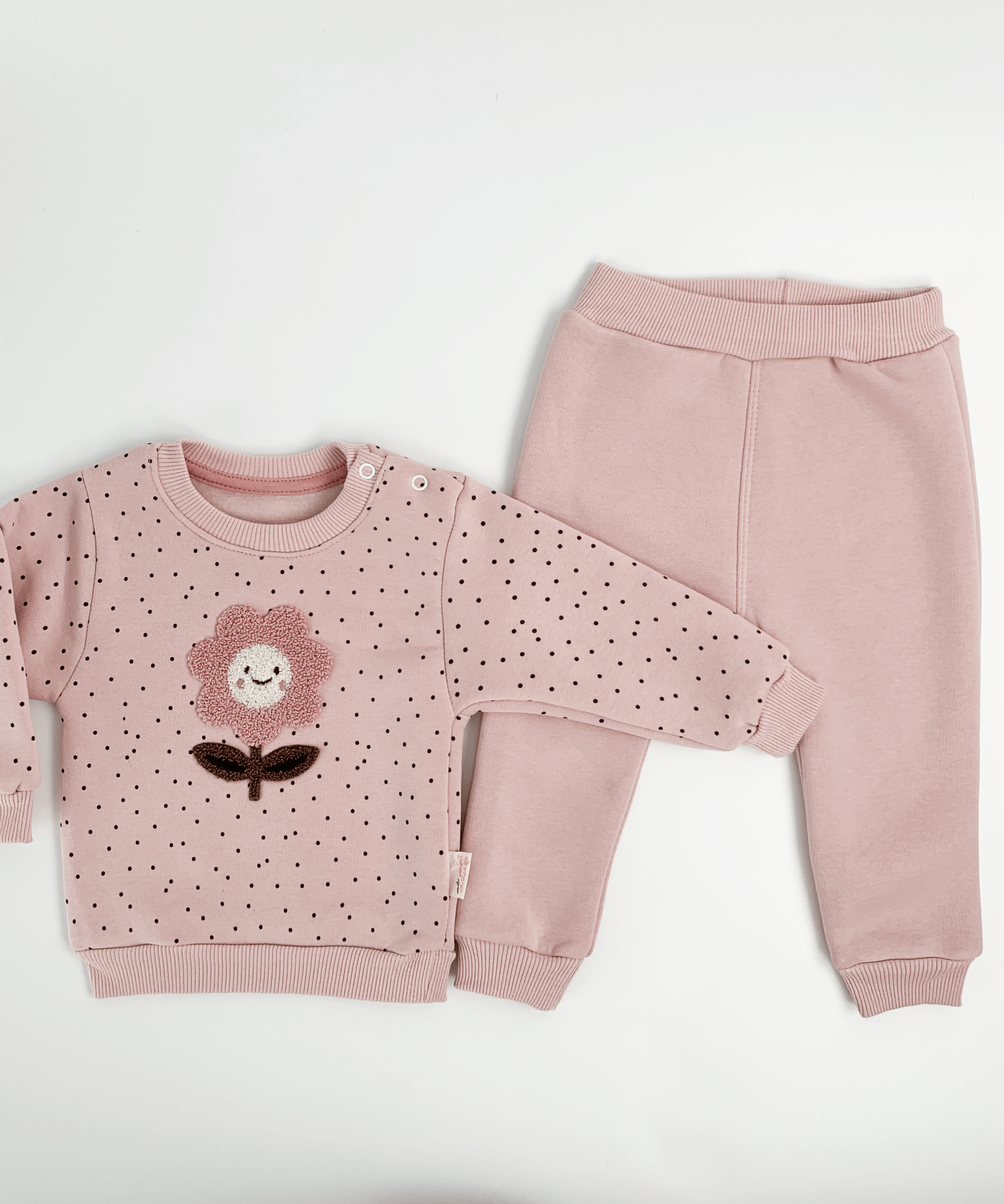 Compleu Elena 2 piese - roz pal - Botez bebelusi