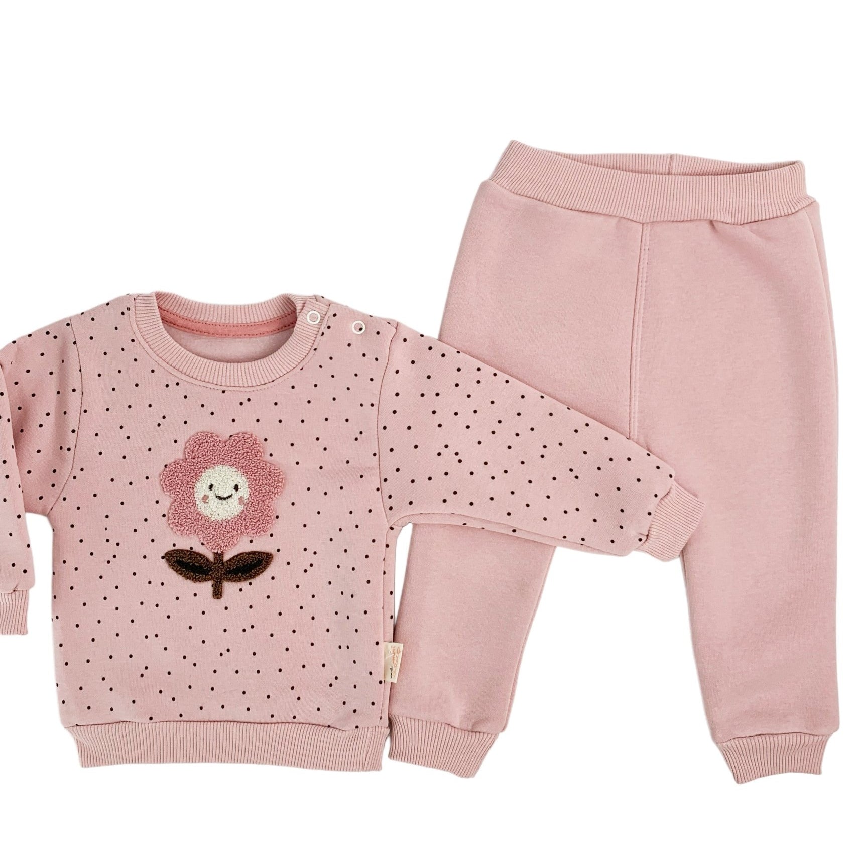 Compleu Elena 2 piese - roz pal - Botez bebelusi